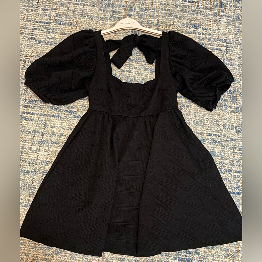 Free People Black Babydoll Dress with Puff Sleeves